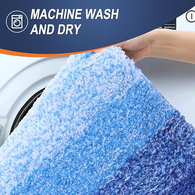 OLANLY Bathroom Runner Rugs 54x24, Extra Soft Absorbent Microfiber Bath Rugs, Rubber Backing, Quick Dry, Washable Bath Mats for Bathroom Floor, Tub and Shower, Home Decor Accessories, Light Royal Blue