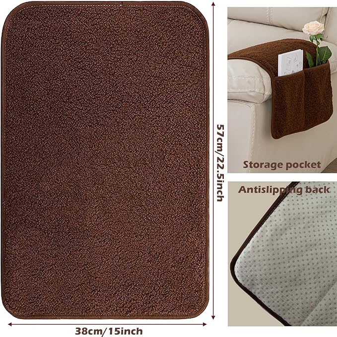 Armrest Cover, Recliner Chair Protector, Furniture Protector Slip, Side Storage Pocket, Stretch Armchair Couch Arm Rest Cover for Recliner, Chair, Sofa (Wine Red,2 Seater(4pcs))