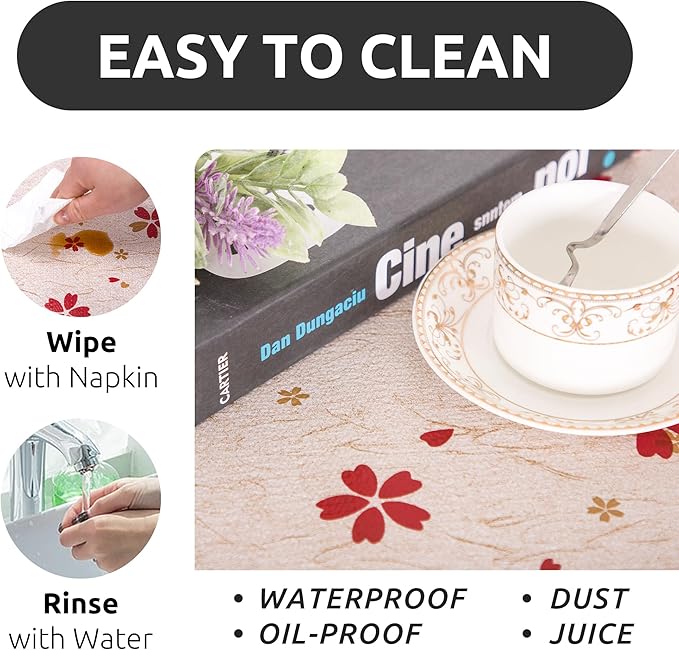 RAY STAR 18X96 Inch Shelf Liner for Kitchen Cabinets, Non-Adhesive Cabinet Liner Washable, PVC Drawer Liner for Dresser Non-Slip Bathroom (Red Floral)(4 Roll)