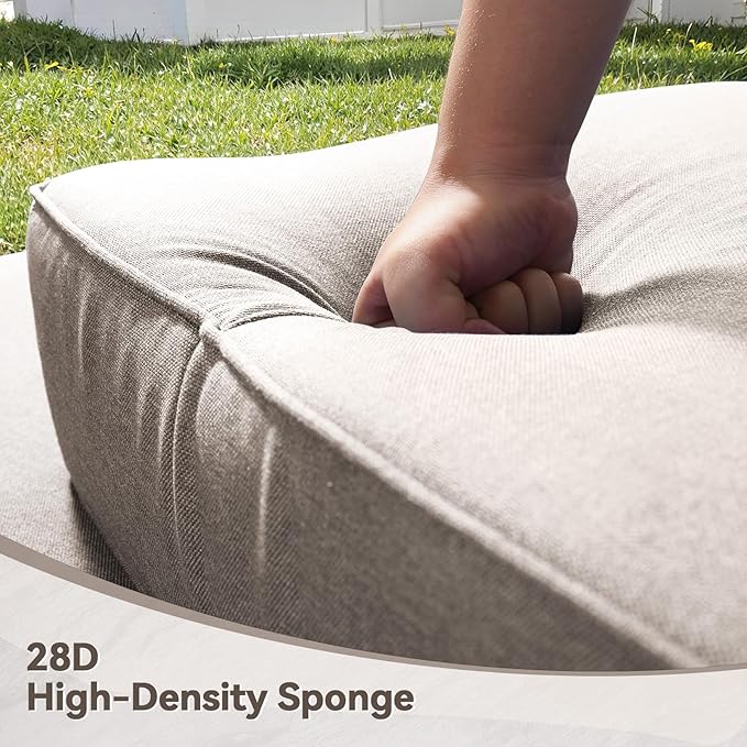 Luxury 6" Outdoor Cushions for Patio Furniture, 24x24x6" Thick Seat Cushion Set, Fade Resistant Couch Chair Replacement Cushions High Density Deep Wicker Chair Cushion with Removable Cover, Beige