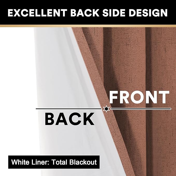 PrinceDeco 100% Blackout Curtains for Sliding Glass Doors 84 Inch Curtains 2 Panel Set Sliding Glass Door Curtain for Living Room Anti Rust Grommet Sliding Door Curtain,100 X L84 Inch,Washed Spice