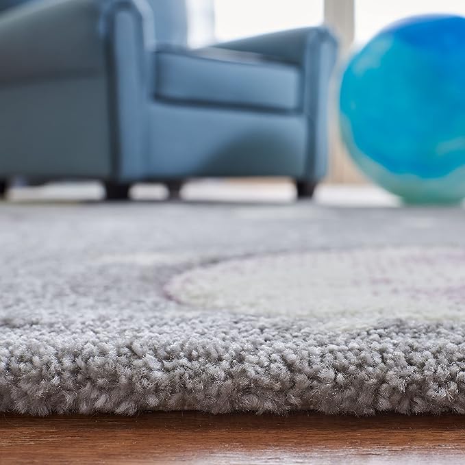 SAFAVIEH Carousel Kids Collection Accent Rug - 2'3" x 4', Grey & Lavender, Non-Shedding & Easy Care, Ideal for High Traffic Areas for Boys & Girls in Playroom, Nursery, Bedroom (CRK103F)