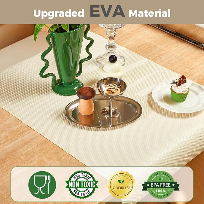 100% EVA Shelf Liner for Kitchen Cabinet, 24" x 120" Drawer Liners Non Adhesive Non Slip Waterproof Plastic Paper, Dresser Pantry Bathroom Refrigerator Protector, Cream