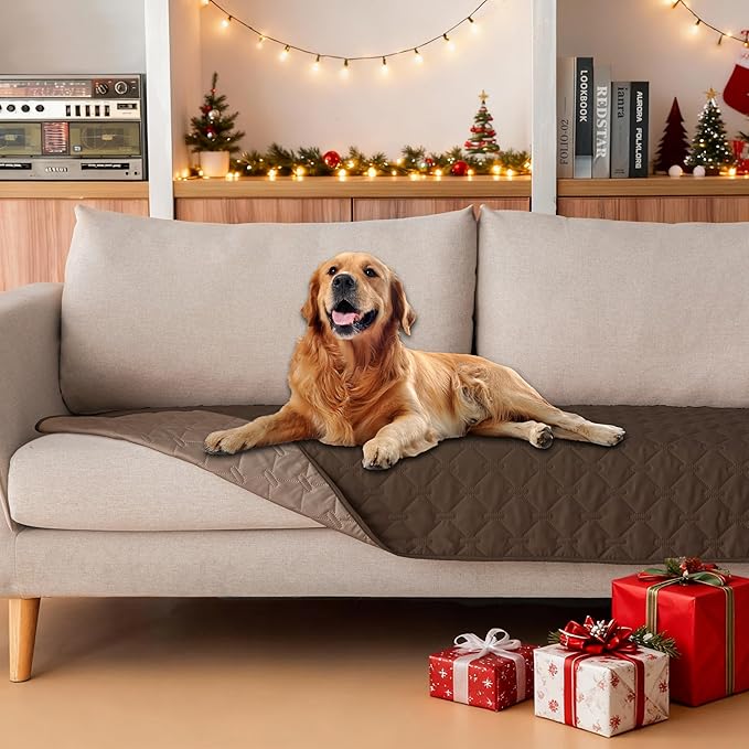 gogobunny 100% Double-Sided Waterproof Dog Bed Cover Pet Blanket Sofa Couch Furniture Protector for Puppy Large Dog Cat, Reversible (30x70 Inch (Pack of 1), Dark Chocolate/Light Chocolate)