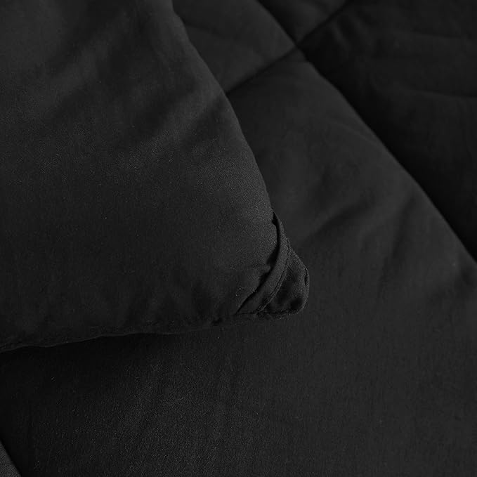 NTBAY Twin Comforter Set with Sheets, 5 Pieces Soft and Breathable Twin Bedding Set, Twin Bed in a Bag, Down Alternative Comforter Set Solid Color All Season, Kids Bedding Set, Black