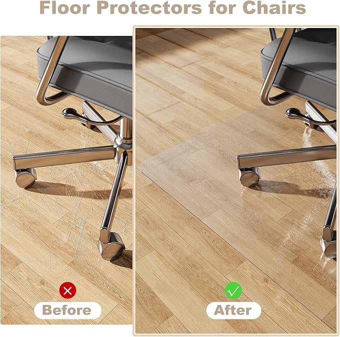 [Thickened to 2.0mm] 36"x48" Computer Chair Mat for Hardwood, PVC Office Mat for Hardwood Floor, Anti-Slip Rolling Chair Floor Protector,Vinyl Mats for Home, Under Desk Mats for Rolling Chairs