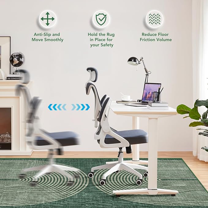 Office Chair Mat for Hardwood Floor&Tile Floor,48"X 60" Heavy Duty Desk Chair Mat for Hard Floors,Under Desk Rug for Rolling Computer Chair,Anti Slip,Low Pile Carpet Floor-Geo Green