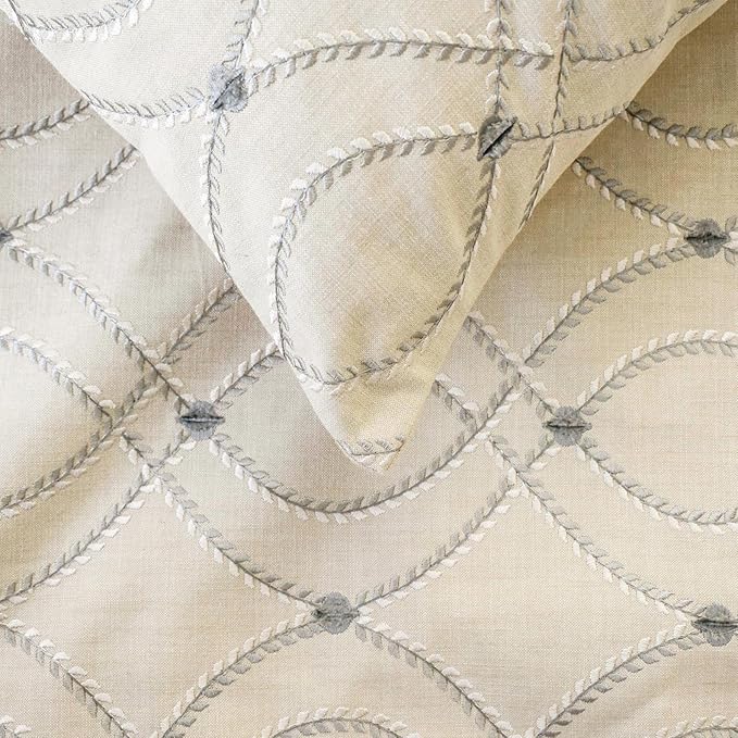 The HomeCentric Beige Bed Runner for King/Queen/Twin Cotton Linen Decorative Bed Scarf 53"x18" Bed Runner Without Pillow Cover, Geometric Bed Scarf Bedroom Décor Accent - Broderie Belle