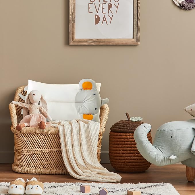 Choc chick Toddler Pillow,20X12Inches Machine Washable Soft Hypoallergenic Kids Pillows,Child Cute Animal Design Perfect Toddler Pillows for Sleeping (Elephant)