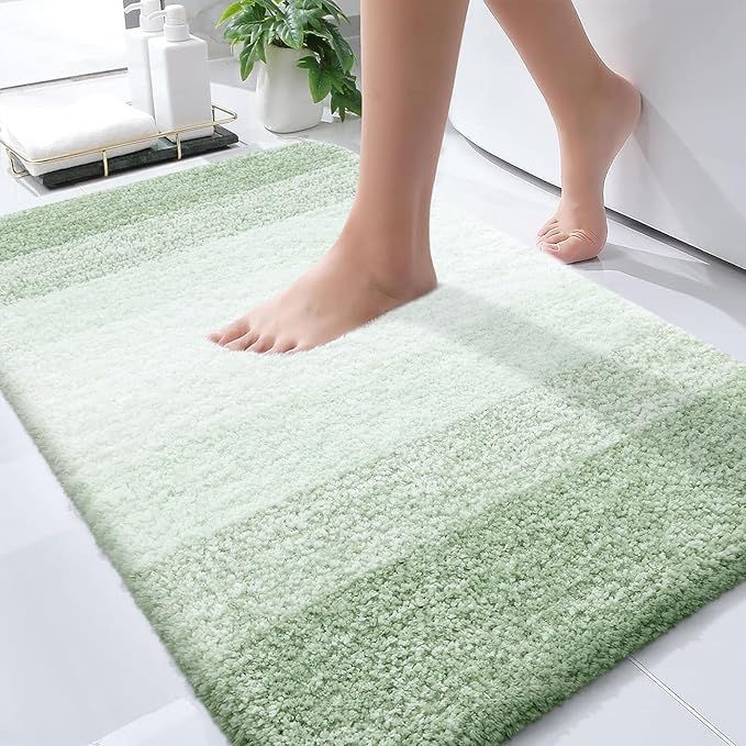 OLANLY Bathroom Rugs Mat 30x20, Extra Soft Absorbent Microfiber Bath Rugs, Rubber Backing, Quick Dry, Machine Washable Bath Mats for Bathroom Floor, Tub and Shower, Home Decor Accessories, Sage Green