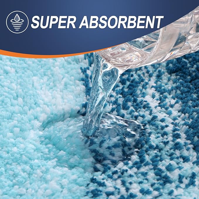 OLANLY Bathroom Runner Rugs 47x24, Extra Soft Absorbent Microfiber Bath Rugs, Rubber Backing, Quick Dry, Washable Bath Mats for Bathroom Floor, Tub and Shower, Home Decor Accessories, Peacock Blue