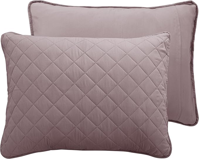 Easy-Going King Size Reversible Quilt Set with 1 Quilt and 2 Pillow Shams, Soft Bed Quilt Cover, Water Resistant Lightweight Microfiber Bedspread, Stain Resistant, Pink/Beige