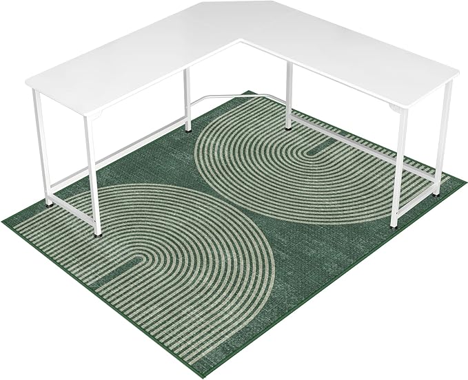 Office Chair Mat for Hardwood Floor&Tile Floor,48"X 60" Heavy Duty Desk Chair Mat for Hard Floors,Under Desk Rug for Rolling Computer Chair,Anti Slip,Low Pile Carpet Floor-Geo Green