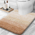 OLANLY Luxury Toilet Rugs U-Shaped 24x20, Extra Soft and Absorbent Microfiber Bathroom Rugs, Non-Slip Plush Shaggy Bath Mat, Machine Wash Dry, Contour Bathroom Mats for Toilet Base, Beige