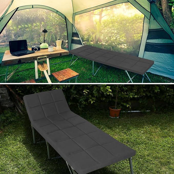 Cot Mattress Topper (Improved Thickness), Foam Quilted Pads for Camping, Soft Comfortable Sleeping Cot Mattress Pad Only, Camping Pad 75"x30" for Camp Cot/Rv Bunk/Narrow Twin Beds, Navy