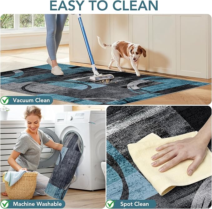 Office Chair Mat for Hardwood Floor&Tile Floor,48"X 60" Heavy Duty Desk Chair Mat for Hard Floors,Under Desk Rug for Rolling Computer Chair,Anti Slip,Low Pile Carpet Floor-Geo Blue Gray