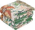 MSGKV Boho Throw Blanket for Bed Twin Size 100% Cotton Floral Blanket 60"x80" Lightweight Farmhouse Muslin Breathable Couch Blankets Home Decor All Seasons
