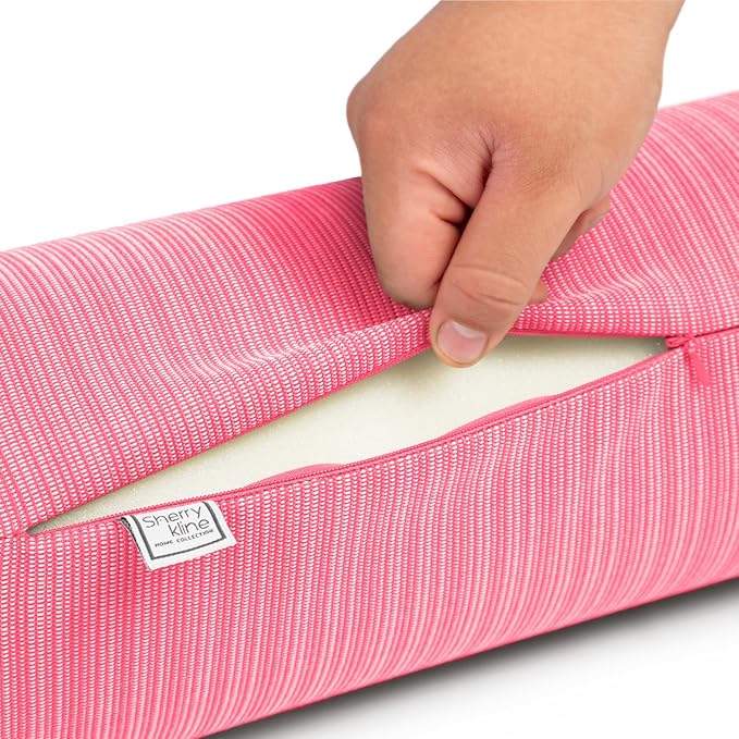 Sherry Kline Island Breeze Indoor/Outdoor Neckroll with Cord, Hot Pink 2 Count