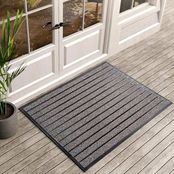 ubdyo Extra Durable Door Mat - Dirt Trapping Outdoor Welcome Mats - Non-Slip Outdoor Indoor Entrance - Low Profile Front Doormat(47" x 32", Bright Grey)