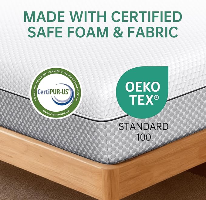 EYN Memory Foam Mattress Cooling Gel Size Matress in A Box Bed Frame Pressure Relief Medium Firm Size Removable Washable Cover Feel Bedroom Essentials CertiPUR-US Certified (5'', Twin XL)