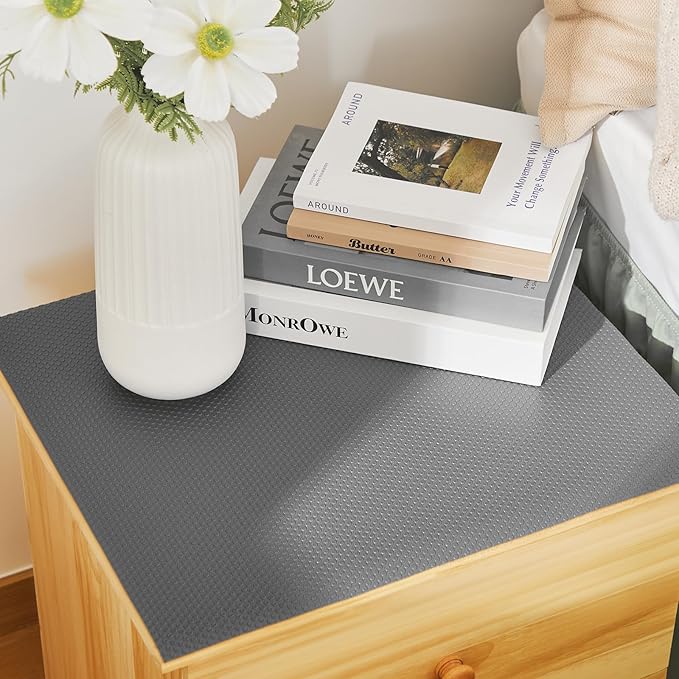 100% EVA Shelf Liner for Kitchen Cabinet, 18" x 360" Drawer Liners Non Adhesive Non Slip Waterproof Plastic Paper, Dresser Pantry Bathroom Refrigerator Protector, Grey