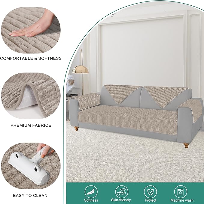 Foxdecor Couch Arm Covers Sofa Arm Covers, Arm Chair Covers Set of 2, Non-Slip Chair Arm Covers, Arm Rest Cover for Sofa, Armchair Slipcovers Couch Protector (Brown 26x26 inch)