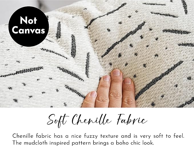 BlissBlush White Soft Chenille Boho Body Pillow Cover 20x54, Decorative Oversized Long Lumbar Pillow, Boho Textured Oversize Body Pillow, Cover ONLY