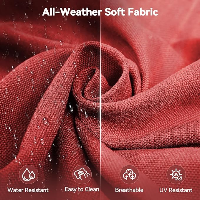 Luxury 6" Outdoor Cushions for Patio Furniture, 24x24x6" Thick Seat Cushion Set of 3, Fade Resistant Couch Chair Replacement Cushions High Density Deep Wicker Chair Cushion w/ Removable Cover, Red