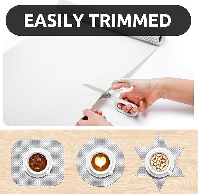 RAY STAR 12X120 Inch Shelf Liner for Kitchen Cabinets, Non-Adhesive Cabinet Liner Washable, PVC Drawer Liner for Dresser Non-Slip Bathroom (Black Circle)(2 Roll)