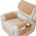 Armrest Cover, Recliner Chair Protector, Furniture Protector Slip, Side Storage Pocket, Stretch Armchair Couch Arm Rest Cover for Recliner, Chair, Sofa (Camel,1 Seater(3pcs))