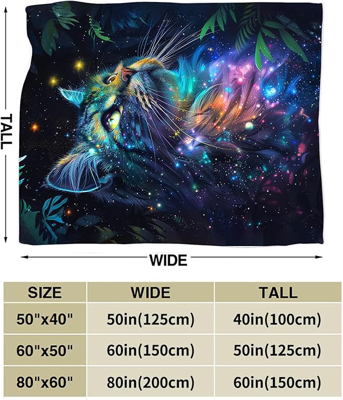 Fantasy Cat Throw Blanket - Gifts and Decor for Girls, Women, Boys, Men - Soft Warm Cozy Fleece for Couch, Sofa, Bed 60"x50"