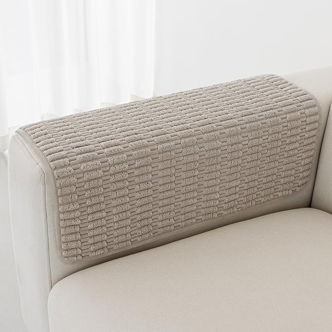 Foxdecor Couch Arm Covers Sofa Arm Covers, Arm Chair Covers Set of 2, Non-Slip Chair Arm Covers, Arm Rest Cover for Sofa, Armchair Slipcovers Couch Protector (Brown 26x26 inch)