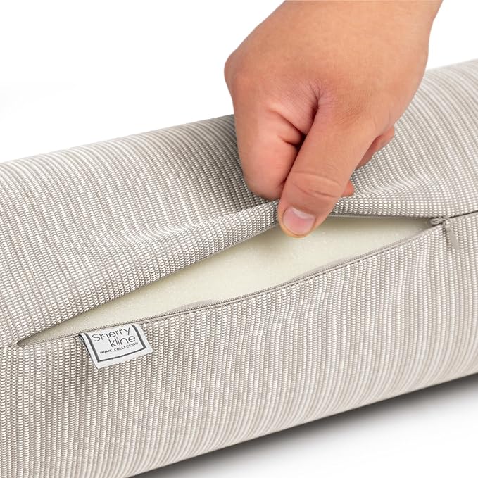 Sherry Kline Island Breeze Indoor/Outdoor Corded Neck Bolster Sand 6"x 18" Set of 2