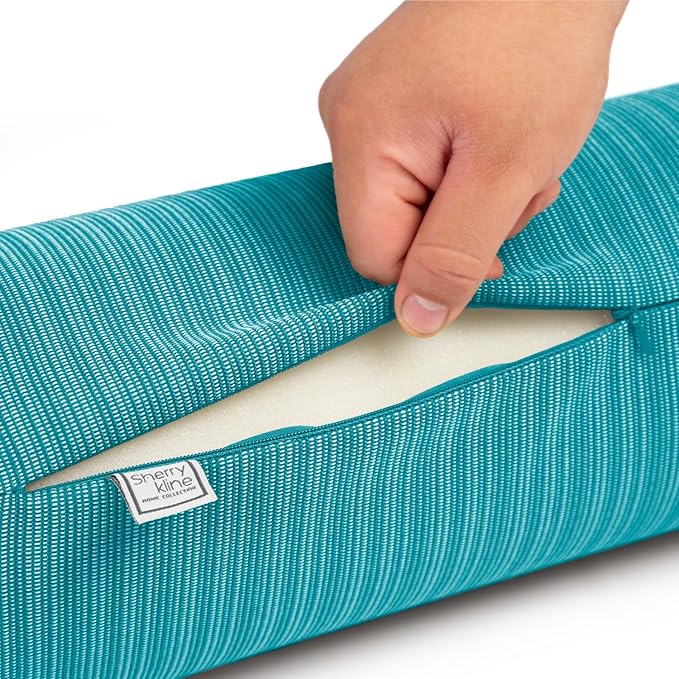 Sherry Kline Island Breeze Indoor/Outdoor Corded Neck Bolster Peacock 6"x 18" Set of 2