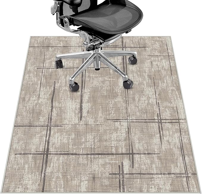 Office Chair Mat for Hardwood Floor&Tile Floor,36"X 48" Heavy Duty Desk Chair Mat for Hard Floors,Under Desk Rug for Rolling Computer Chair,Anti Slip,Low Pile Carpet Floor-Khaki