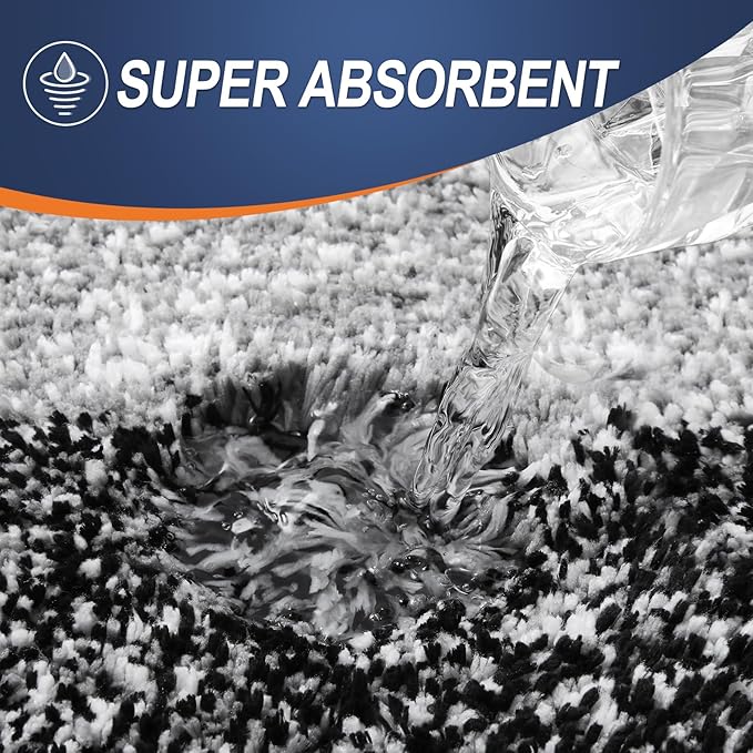 OLANLY Bathroom Runner Rugs 45x27, Extra Soft Absorbent Microfiber Bath Rugs, Rubber Backing, Quick Dry, Machine Washable Bath Mats for Bathroom Floor, Tub and Shower, Home Decor Accessories, Black