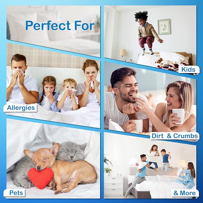 National Allergy Premium 100% Cotton Duvet Comforter Protector - Jumbo King Size - 110" x 96" - White - Breathable 300 Thread Count Hypoallergenic Cover - Zippered Encasement - Bedding Linen