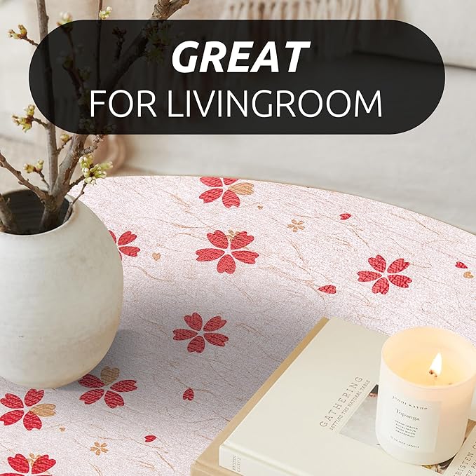 RAY STAR 18X96 Inch Shelf Liner for Kitchen Cabinets, Non-Adhesive Cabinet Liner Washable, PVC Drawer Liner for Dresser Non-Slip Bathroom (Red Floral)(4 Roll)