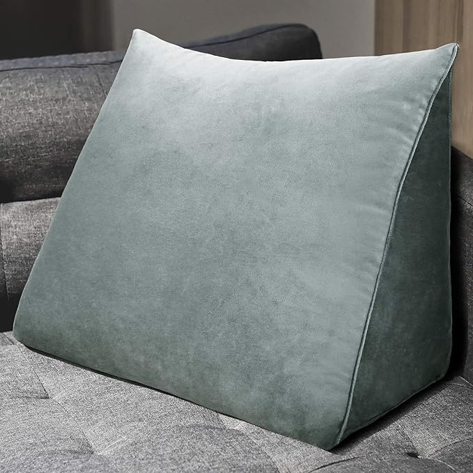 Wedge Headboard Pillow Dorm Room Reading Pillow Back Support for Sitting Up in Bed Bolster Lumbar Cushion Body Positioning Bedrest (Light Gray, 24x8x20 in)