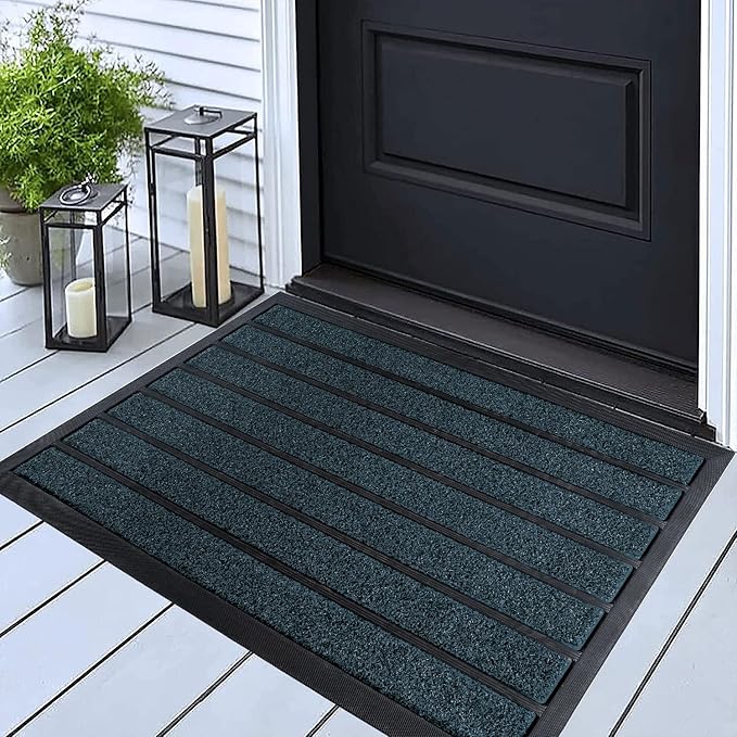 ubdyo Extra Durable Door Mat - Dirt Trapping Outdoor Welcome Mats - Non-Slip Outdoor Indoor Entrance - Low Profile Front Doormat (30" x 17", Bright Blue)