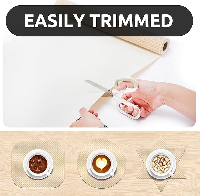 RAY STAR 12X120 Inch Shelf Liner for Kitchen Cabinets, Non-Adhesive Cabinet Liner Washable, PVC Drawer Liner for Dresser Non-Slip Bathroom (Yellow Circle)(2 Roll)