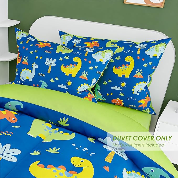 SANDJEST Dinosaur Design Duvet Cover Sets Full Size for Kids Boys, Incude 1 Comforter Cover 80x90 Inches and 2 Pillowcases 20x26 Inches, Comforter Not Included, Gift for Christmas Birthday