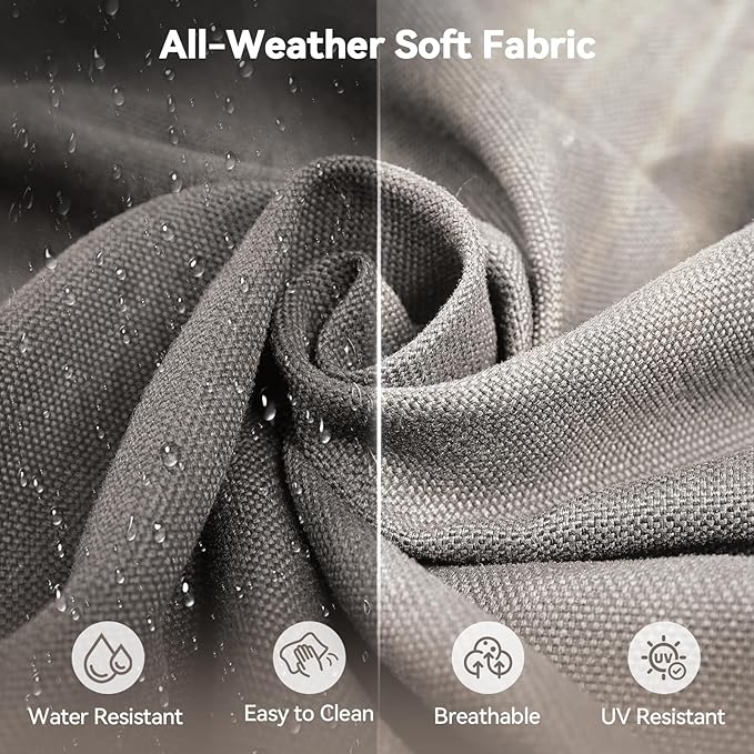 Luxury 6" Outdoor Cushions for Patio Furniture, 24x24x6" Thick Seat Cushion Set of 5, Fade Resistant Couch Chair Replacement Cushions High Density Deep Wicker Chair Cushion w/ Removable Cover Gray