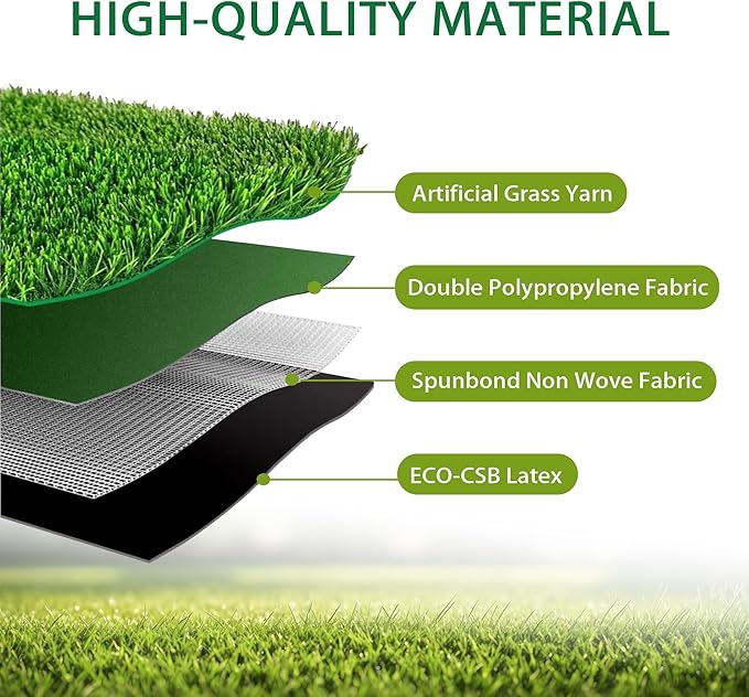 Artificial Turf Tiles 12X12 in,0.6 in Thick,Fake Grass Patch Indoor Outdoor Garden Lawn Patio,Synthetic Turf Mat,Realistic Grass Rug for Dogs Pets Lawn Landscape Squares,Green (6 Packs)
