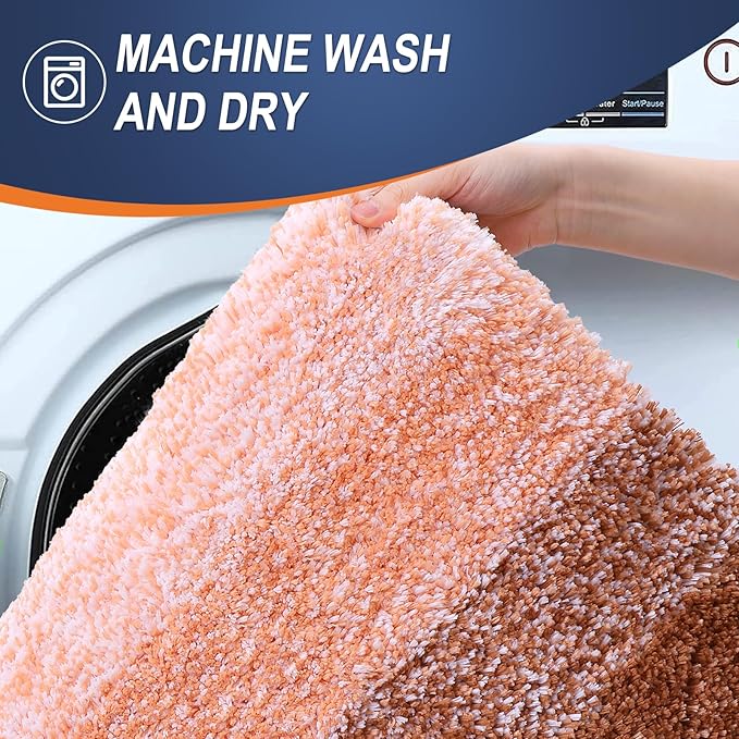OLANLY Bathroom Rugs Mat 30x20, Extra Soft Absorbent Microfiber Bath Rugs, Rubber Backing, Quick Dry, Machine Washable Bath Mats for Bathroom Floor, Tub and Shower, Home Decor Accessories, Orange