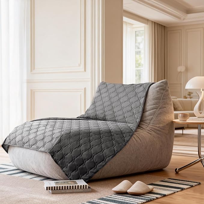 gogobunny 100% Double-Sided Waterproof Dog Bed Cover Pet Blanket Sofa Couch Furniture Protector for Puppy Large Dog Cat, Reversible (82x82 Inch (Pack of 1), Dark Grey/Light Grey)