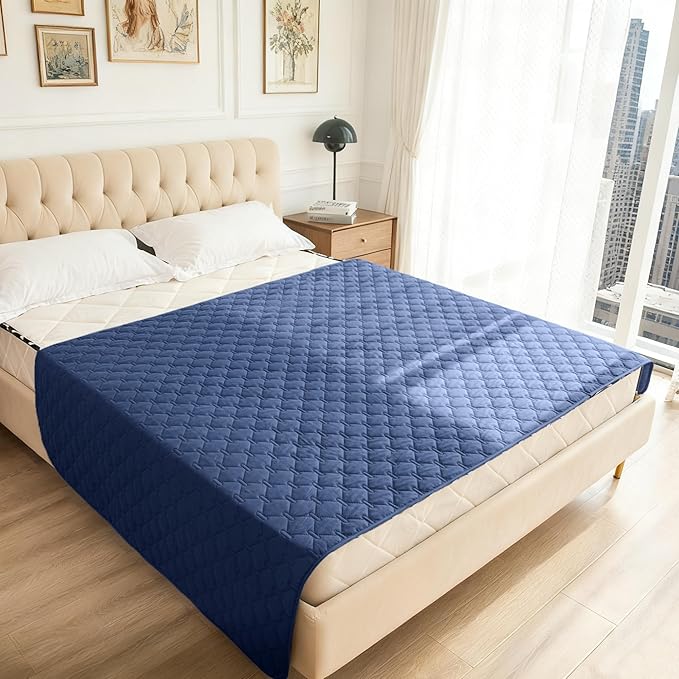 gogobunny 100% Double Sided Waterproof Dog Blanket Soft Pet Bed Cover Reversible Protect Furniture Couch Sofa Car for Puppy Large Dog Cat (Dark Navy/Light Navy, 82x82 Inch (Pack of 1))