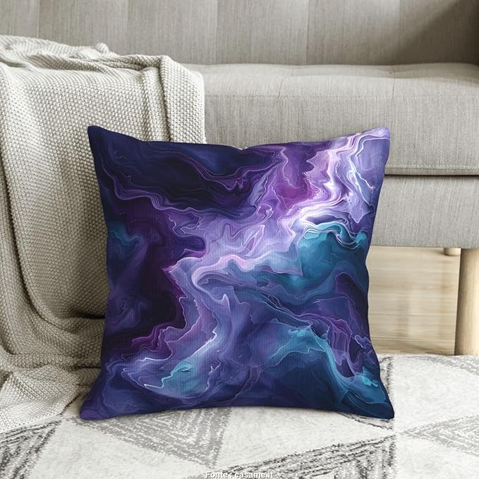 Purple Teal Turquoise Galaxy Nebulous 18x18 inches Throw Pillow Covers Cozy Square Pillowcases Home Decor for Bed Couch Sofa Office Living Room Cushion Covers