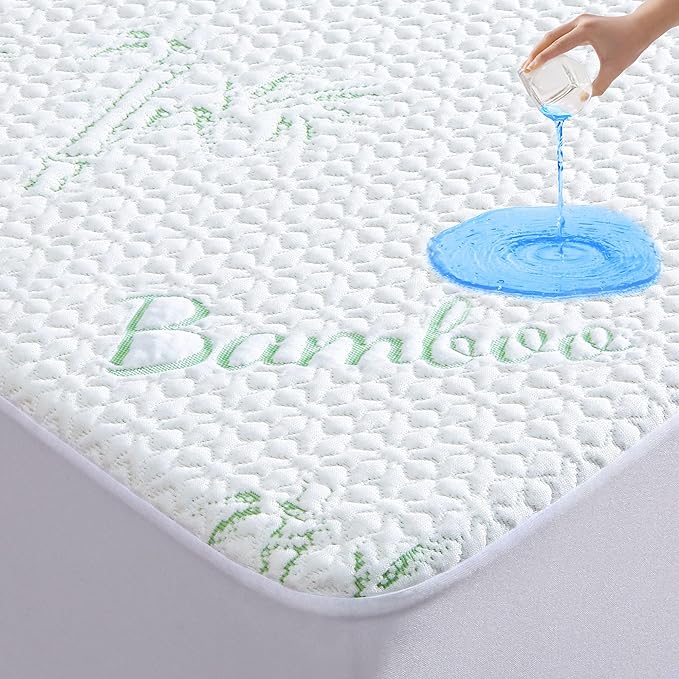 GOONIK Twin Size Mattress Protector, Breathable Bamboo Viscose Waterproof Twin Mattress Pad Cover with 6-16 inches Deep Pocket