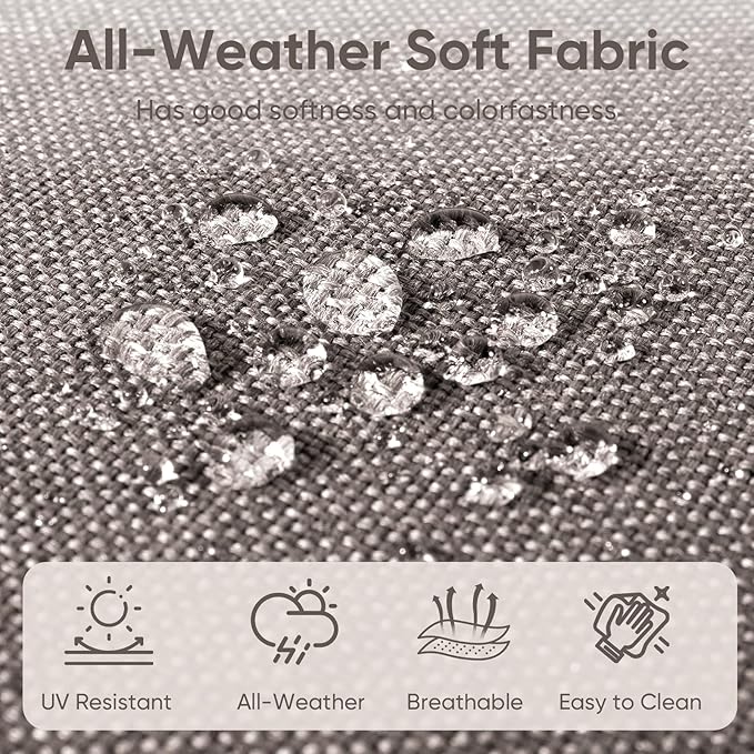 10-Piece Outdoor Patio Cushion Set - Fade & Water Resistant with Removable Olefin Cover, 22x24x4 Inch Memory Foam Cushions for Wicker Sectional Sofa – Grey/Buckle